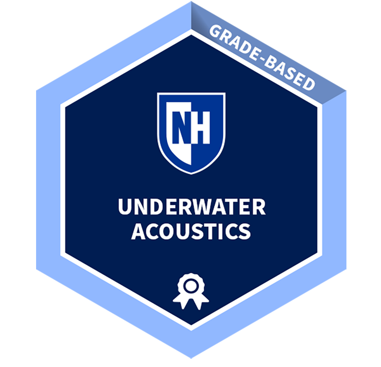 Blue digital badge image of Underwater Acoustics.