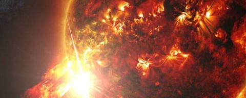 Image of coronal mass ejection on the surface of the sun.
