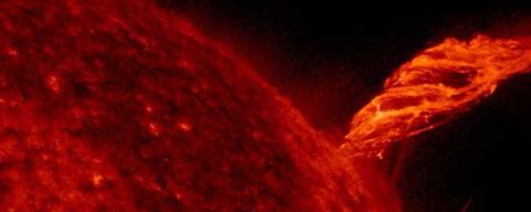 Image of coronal mass ejection on the surface of the sun.