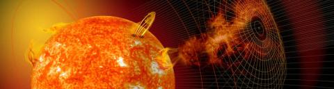 Illustration of coronal mass ejection from the sun.