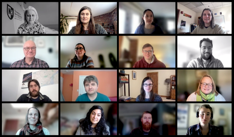 Screenshot of Zoom call with 16 people