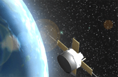 Illustration of satellite orbiting Earth.