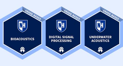 Three acoustics digital badge graphics.