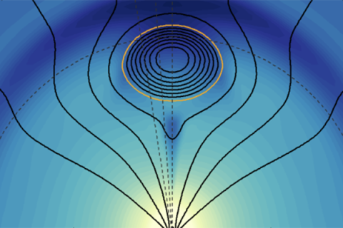 Closeup of blue and yellow graph image.