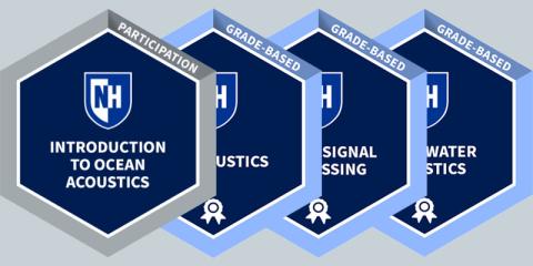 Image with four microcredential badges lined up.