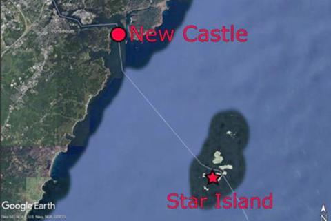 Google Earth image of New Castle and Star Island.