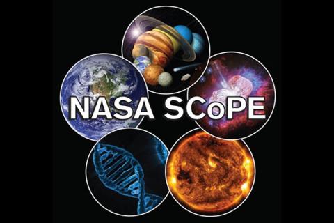 NASA SCoPE logo on black background. 