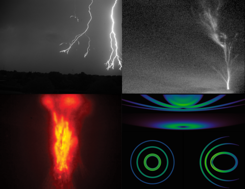 Four lightning images in a collage. 