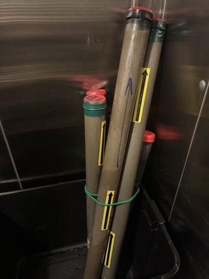 sediment cores in walk-in refrigerator on AR103