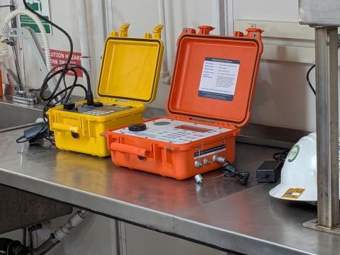 orange and yellow oceanographic equipment